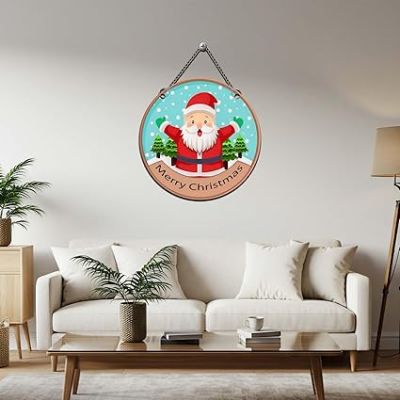 Merry Christmas Santa Wooden Wall Hanging for Home Decoration Church Christmas Decoration  Art Decor Item for Home Office Living Room Bedroom
