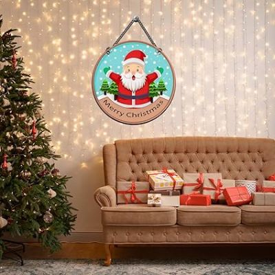 Merry Christmas Santa Wooden Wall Hanging for Home Decoration Church Christmas Decoration  Art Decor Item for Home Office Living Room Bedroom