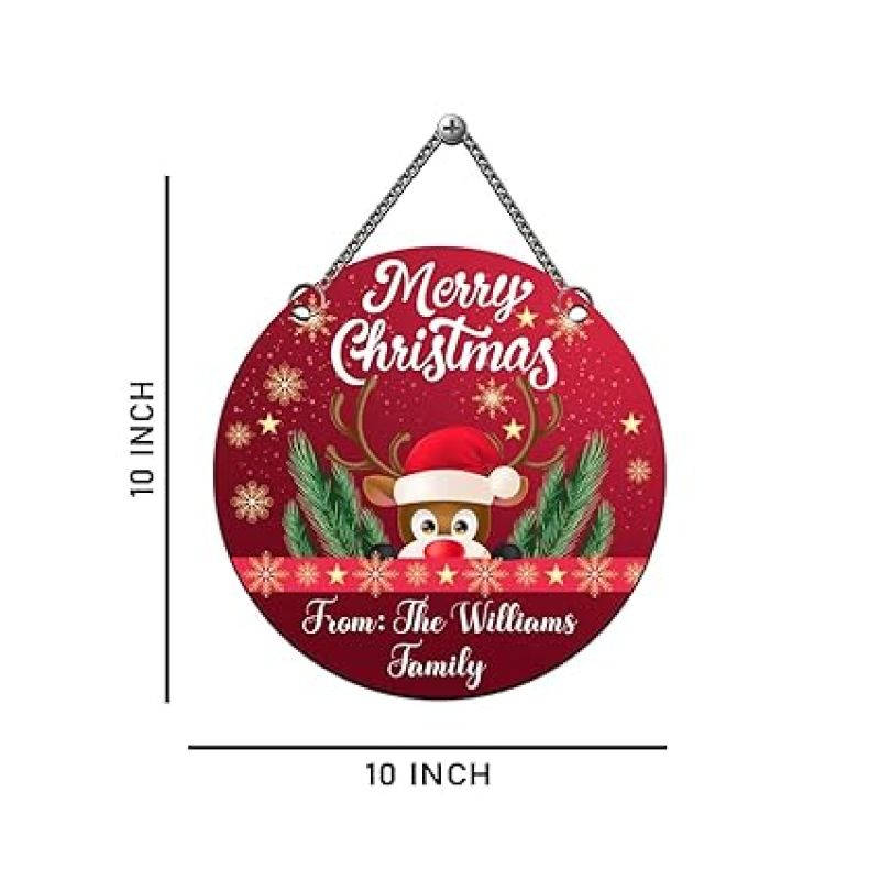 Personalized Merry Christmas Wall Hanging for Home Decor Christmas Decorations Items Door Hanging for Home and Church Decorations Items