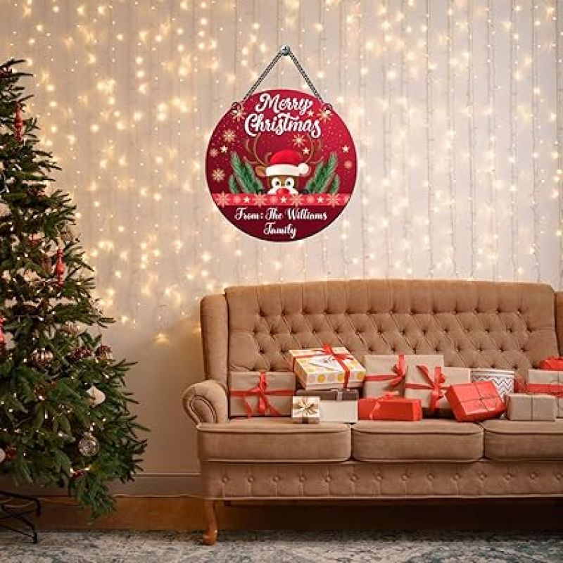 Personalized Merry Christmas Wall Hanging for Home Decor Christmas Decorations Items Door Hanging for Home and Church Decorations Items