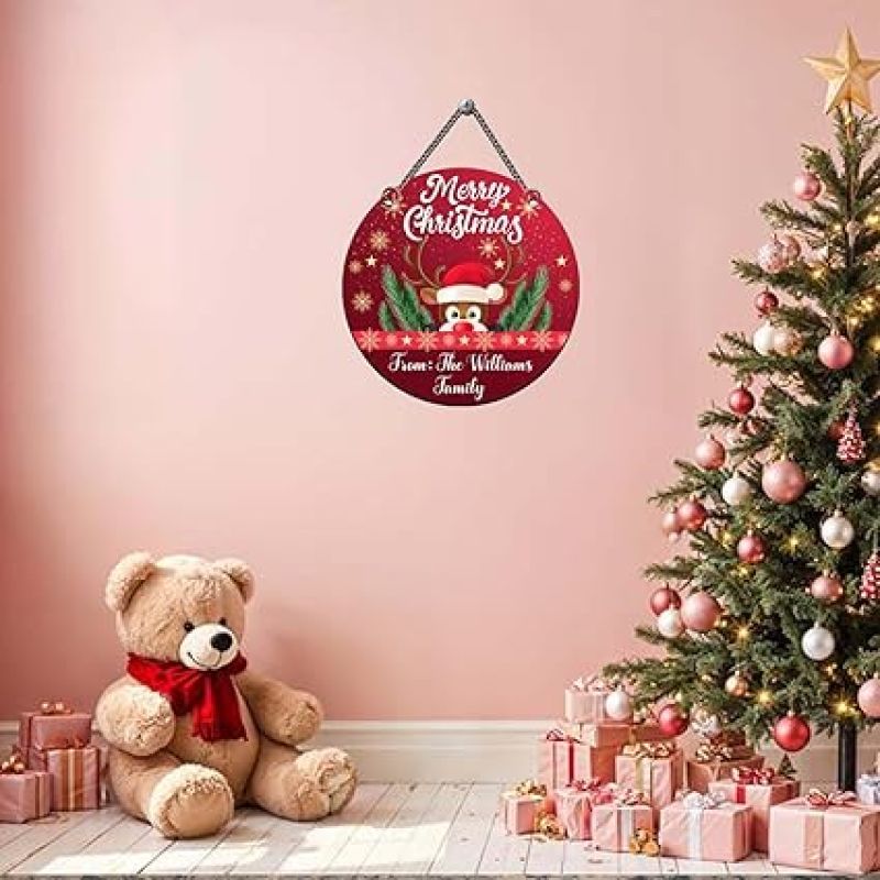 Personalized Merry Christmas Wall Hanging for Home Decor Christmas Decorations Items Door Hanging for Home and Church Decorations Items
