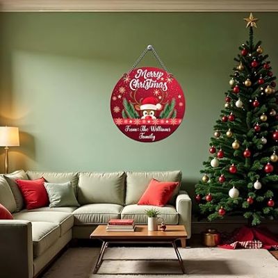 Personalized Merry Christmas Wall Hanging for Home Decor Christmas Decorations Items Door Hanging for Home and Church Decorations Items
