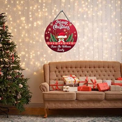 Personalized Merry Christmas Wall Hanging for Home Decor Christmas Decorations Items Door Hanging for Home and Church Decorations Items