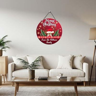 Personalized Merry Christmas Wall Hanging for Home Decor Christmas Decorations Items Door Hanging for Home and Church Decorations Items
