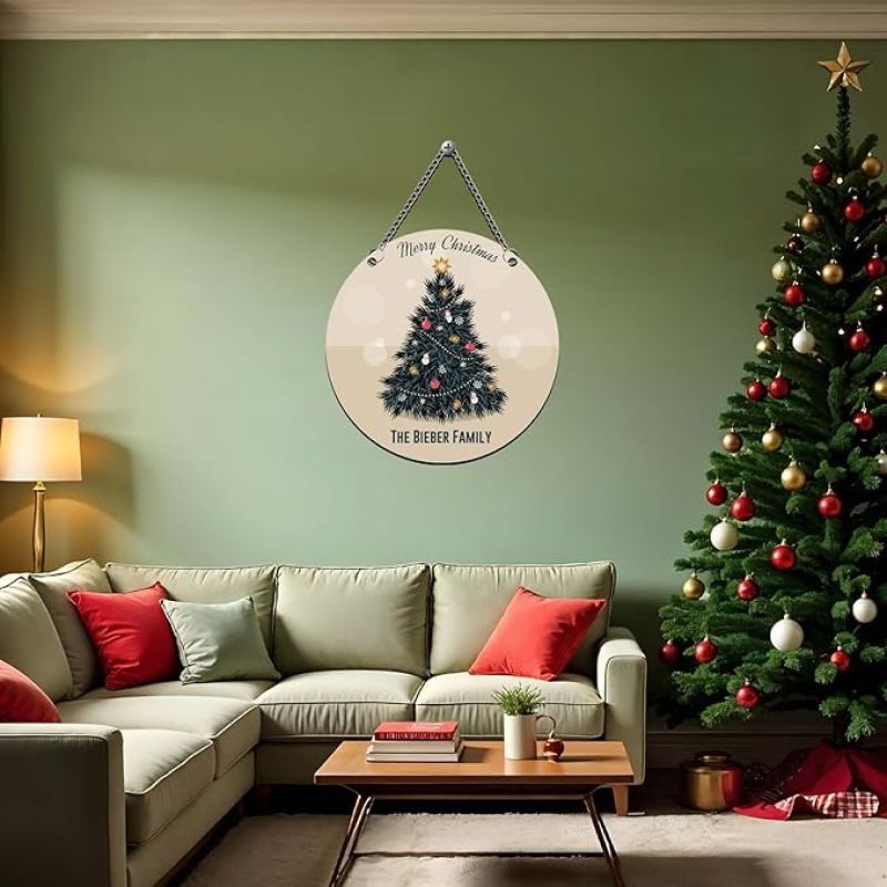 Merry Christmas Wooden Wall Hanging for Home Living Room Office Church Decor Christmas Tree Decoration  Wall Art Decor  Gift for Christian Friend