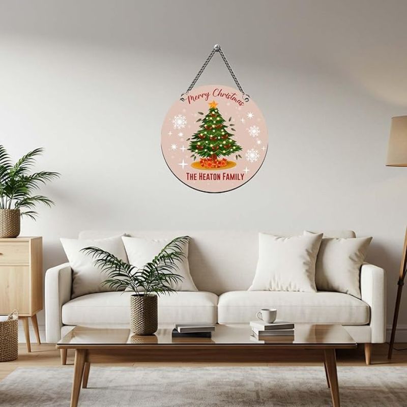 Personalized Merry Christmas Wooden Wall Hanging Decoration for Home & Office Christmas Wishing Gift for Loveable Person Wall Hanging Ornament Decor for Living Room