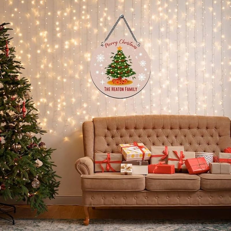 Personalized Merry Christmas Wooden Wall Hanging Decoration for Home & Office Christmas Wishing Gift for Loveable Person Wall Hanging Ornament Decor for Living Room