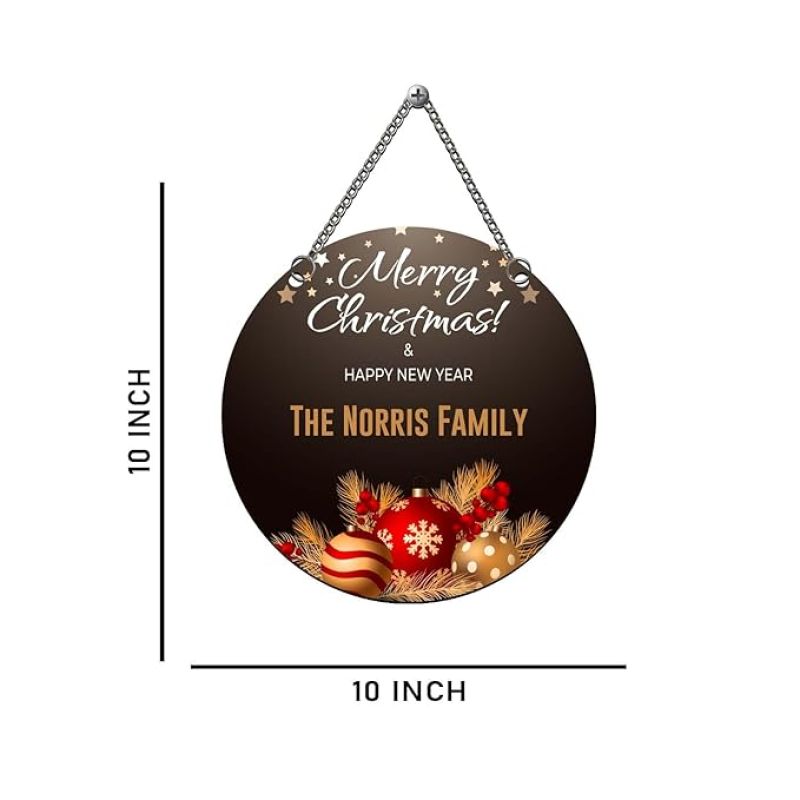 Personalized Wishing Merry Christmas & Happy New Year Wall Hanging Gift for Family & Friends Hanging Ornaments Decoration Items for Home Living Room Office Church