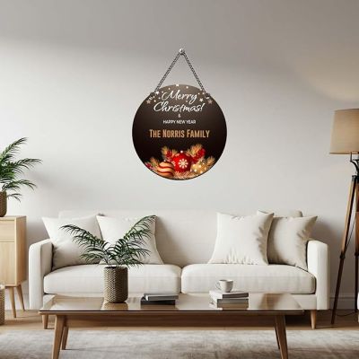 Personalized Wishing Merry Christmas & Happy New Year Wall Hanging Gift for Family & Friends Hanging Ornaments Decoration Items for Home Living Room Office Church