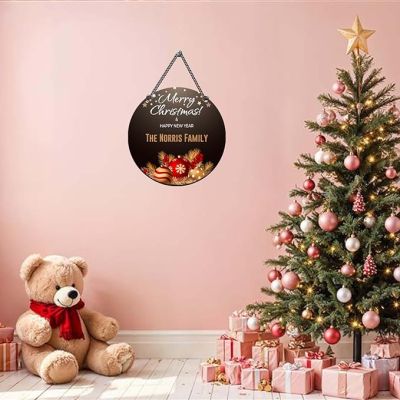 Personalized Wishing Merry Christmas & Happy New Year Wall Hanging Gift for Family & Friends Hanging Ornaments Decoration Items for Home Living Room Office Church