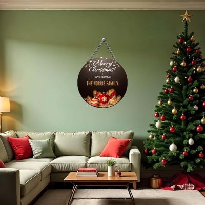 Personalized Wishing Merry Christmas & Happy New Year Wall Hanging Gift for Family & Friends Hanging Ornaments Decoration Items for Home Living Room Office Church