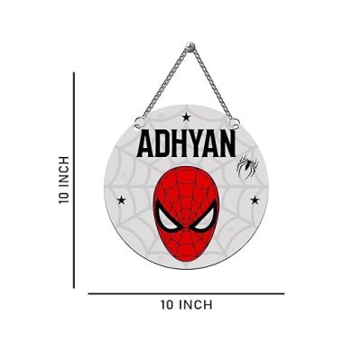 Personalized Spiderman Theme Wall Hanging, Kids Room Decor Gift for Boys on Birthday, Decor for Boys Bedroom