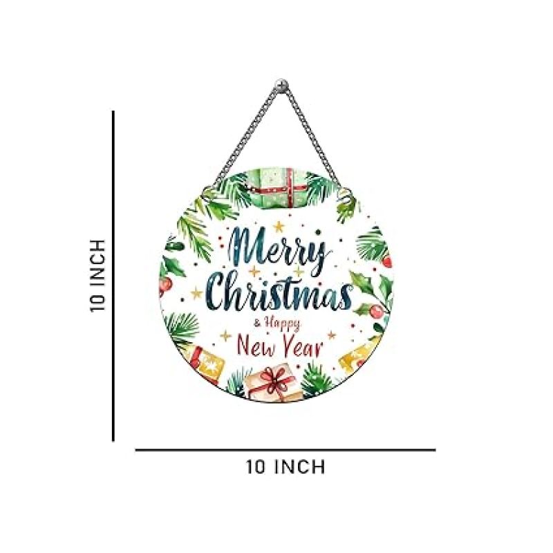 Merry Christmas and Happy New Year Wooden Wall Hanging Ornaments Festive Home Decoration for Living Room, Door, Office & Party Wall Décor Gift for Christmas
