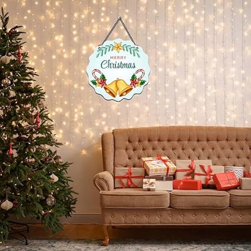 Merry Christmas Wall Hanging, Gifts Hanging Ornaments Xmas Decorations Items for Home Living Room Office Church, Indoor Home Decor, Christmas Decorations Items