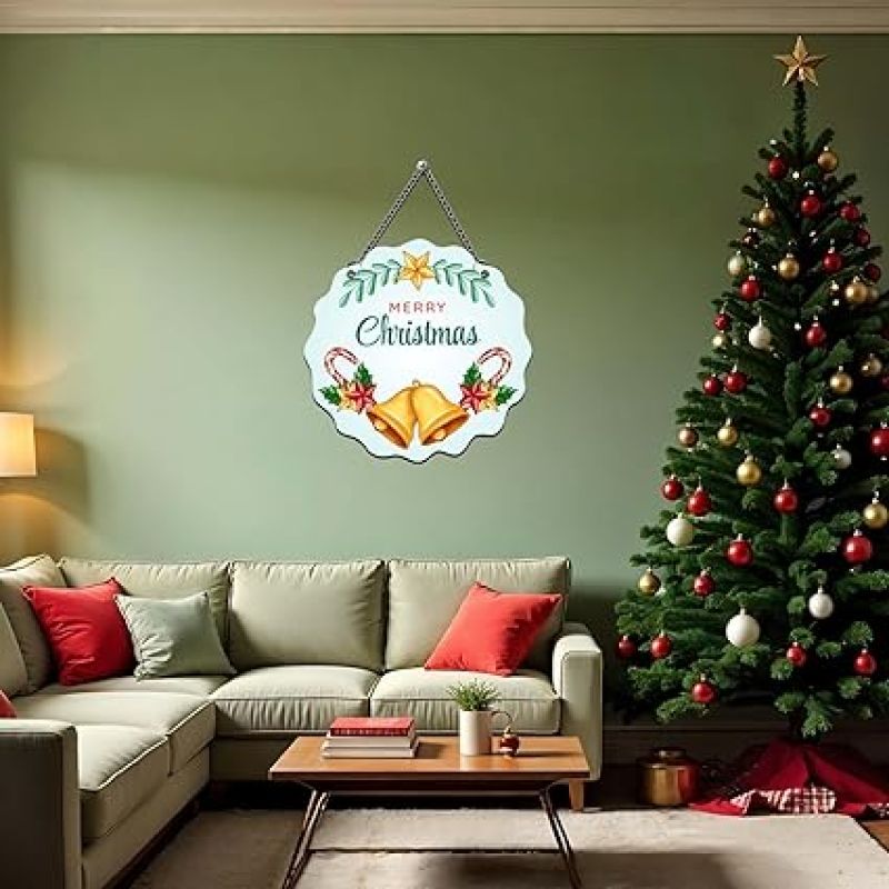 Merry Christmas Wall Hanging, Gifts Hanging Ornaments Xmas Decorations Items for Home Living Room Office Church, Indoor Home Decor, Christmas Decorations Items