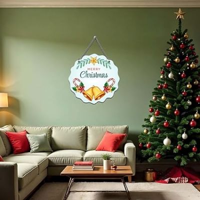 Merry Christmas Wall Hanging, Gifts Hanging Ornaments Xmas Decorations Items for Home Living Room Office Church, Indoor Home Decor, Christmas Decorations Items
