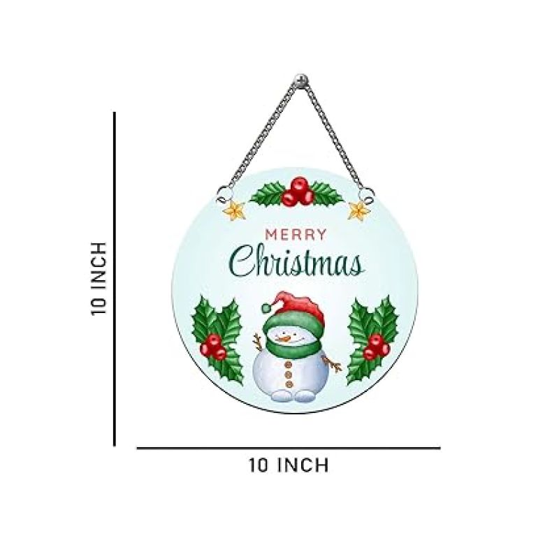 Merry Christmas Snowman Printed Wall Hanging Front Door Hanging for Home and Christmas Decorations Items Wall Decor for Living Room, Bedroom & Kids Room