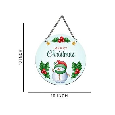 Merry Christmas Snowman Printed Wall Hanging Front Door Hanging for Home and Christmas Decorations Items Wall Decor for Living Room, Bedroom & Kids Room