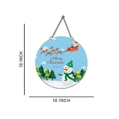 Christmas Snowman & Happy New Year Wooden Wall Hanging Festive Home Decorations Printed Wall Hanging/Front Door Hanging for Home and Christmas Decorations Items