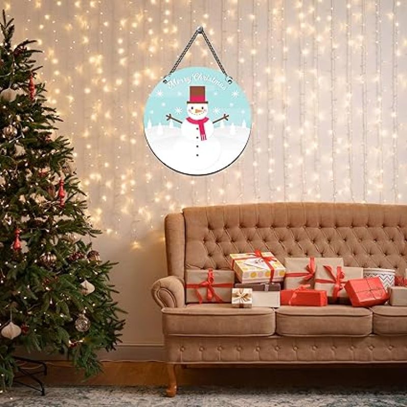 Merry Christmas Snowman Wooden Wall Hanging Christmas Tree Decoration Items for Home Office Xmas Gifts for Women Men Kids Girls Boys Friends