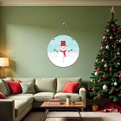 Merry Christmas Snowman Wooden Wall Hanging Christmas Tree Decoration Items for Home Office Xmas Gifts for Women Men Kids Girls Boys Friends