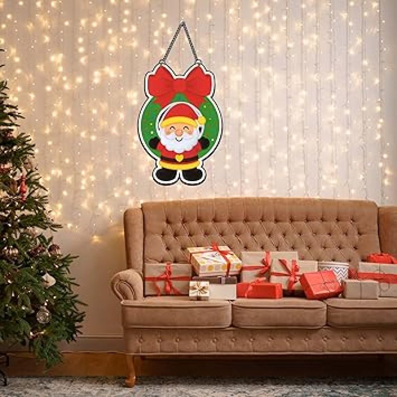 Cute Santa Claus Printed Wooden Wall Hanging For Home Living Room Party Church Decoration Xmas Wall Decor Items Wall Art For Kids Room Decor Christmas Home Decoration