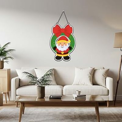 Cute Santa Claus Printed Wooden Wall Hanging For Home Living Room Party Church Decoration Xmas Wall Decor Items Wall Art For Kids Room Decor Christmas Home Decoration
