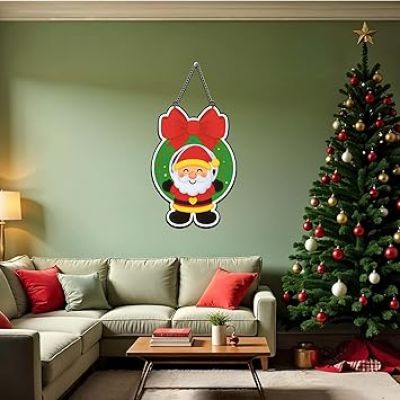 Cute Santa Claus Printed Wooden Wall Hanging For Home Living Room Party Church Decoration Xmas Wall Decor Items Wall Art For Kids Room Decor Christmas Home Decoration