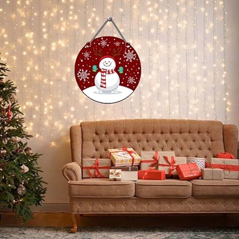 Wooden Snowman Christmas Wall Hanging for Home Decoration Wall Hanging Ornaments for Home Living Room Christmas Party Church Decoration
