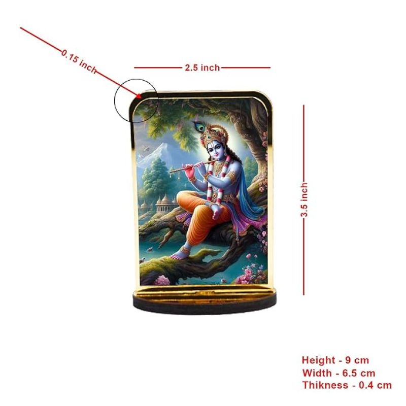 God Idol Car Dashboard Home Decor Items for Living Room, Office Desk Pooja Temple Room Decoration (Lord Krishna)