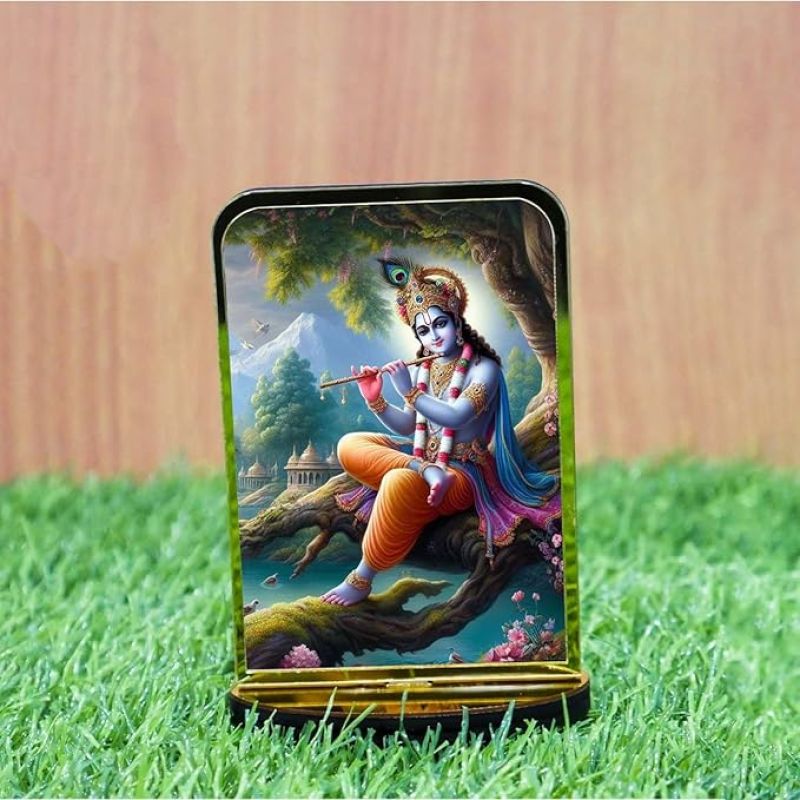 God Idol Car Dashboard Home Decor Items for Living Room, Office Desk Pooja Temple Room Decoration (Lord Krishna)