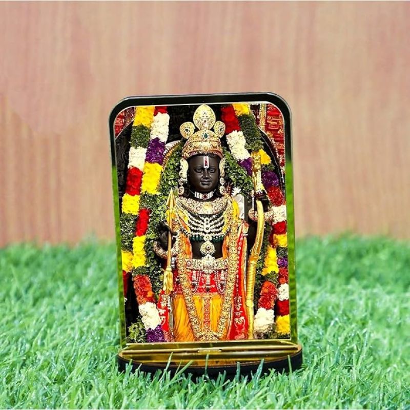 God Idol Car Dashboard Home Decor Items for Living Room, Office Desk Pooja Temple Room Decoration (Ram Lalla)