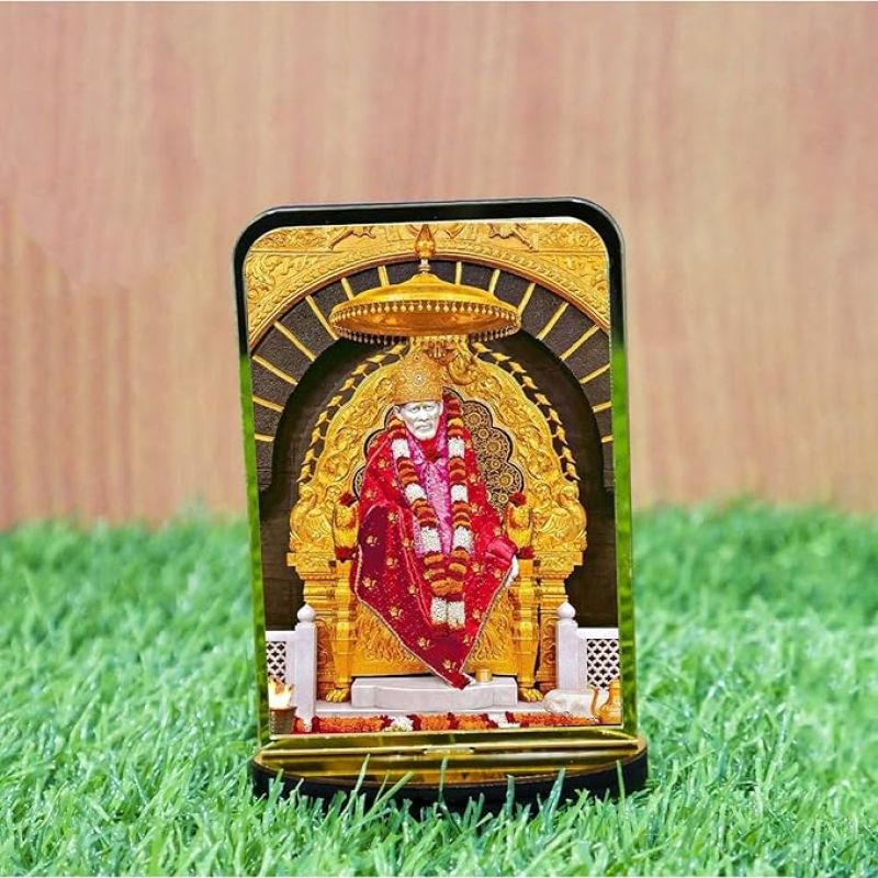 God Idol Car Dashboard Home Decor Items for Living Room, Office Desk Pooja Temple Room Decoration (Sai Baba)