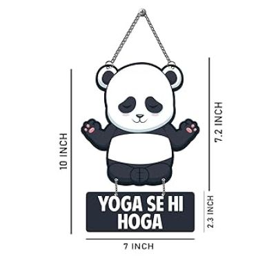 Yoga Se Hi Hoga Wooden Wall Hanging Funny Panda Wall Art Decor Meditation Home Decor Wall Art For Hall, Living Room, Bedroom Mdf Wall Decoration