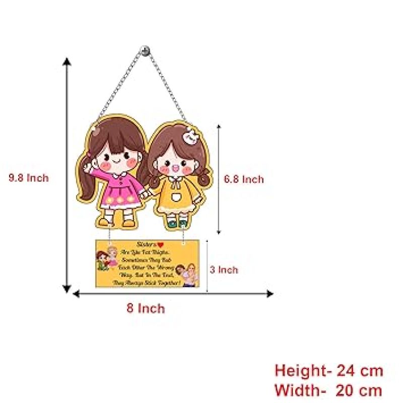 Cute Sister Wall Hanging For Girls Room, Living Room, Bedroom Best Sister Quotes Decor Item Wall Art for Hall Birthday Gift For Sisters, Sibling Love Gift For Sister