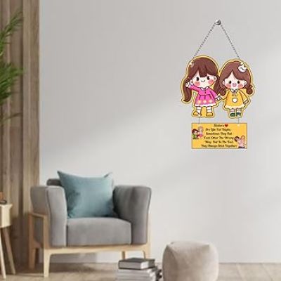 Cute Sister Wall Hanging For Girls Room, Living Room, Bedroom Best Sister Quotes Decor Item Wall Art for Hall Birthday Gift For Sisters, Sibling Love Gift For Sister