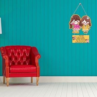 Cute Sister Wall Hanging For Girls Room, Living Room, Bedroom Best Sister Quotes Decor Item Wall Art for Hall Birthday Gift For Sisters, Sibling Love Gift For Sister