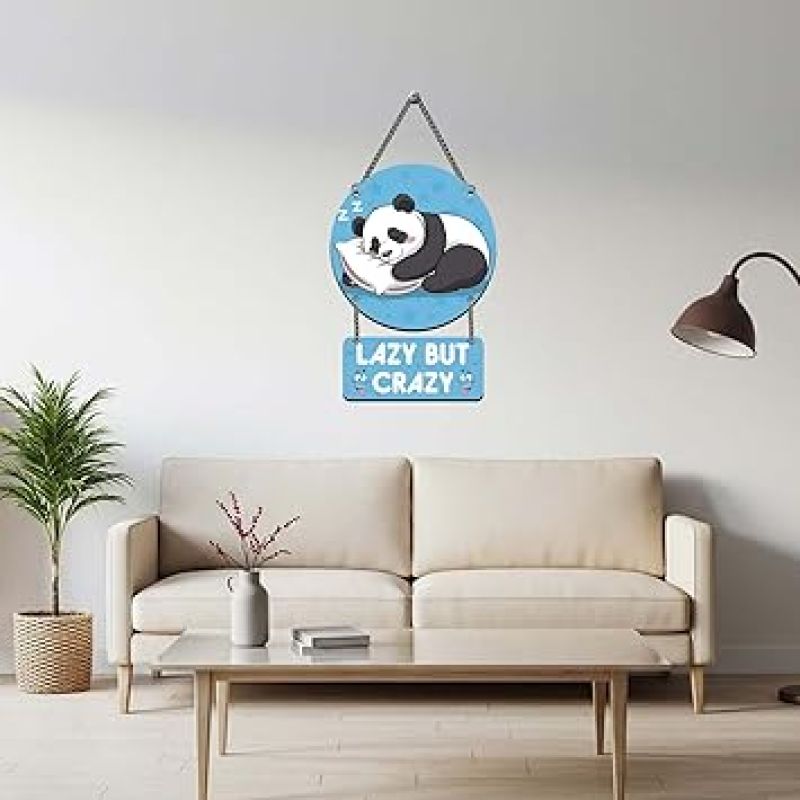 Cute Panda Lazy But Crazy Funny Wall Hanging For Living Room Bedroom Kids Room Decor Modern Decoration Artworks Hanging Wall Art Decor