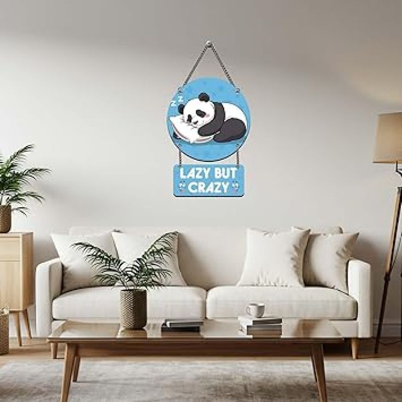 Cute Panda Lazy But Crazy Funny Wall Hanging For Living Room Bedroom Kids Room Decor Modern Decoration Artworks Hanging Wall Art Decor