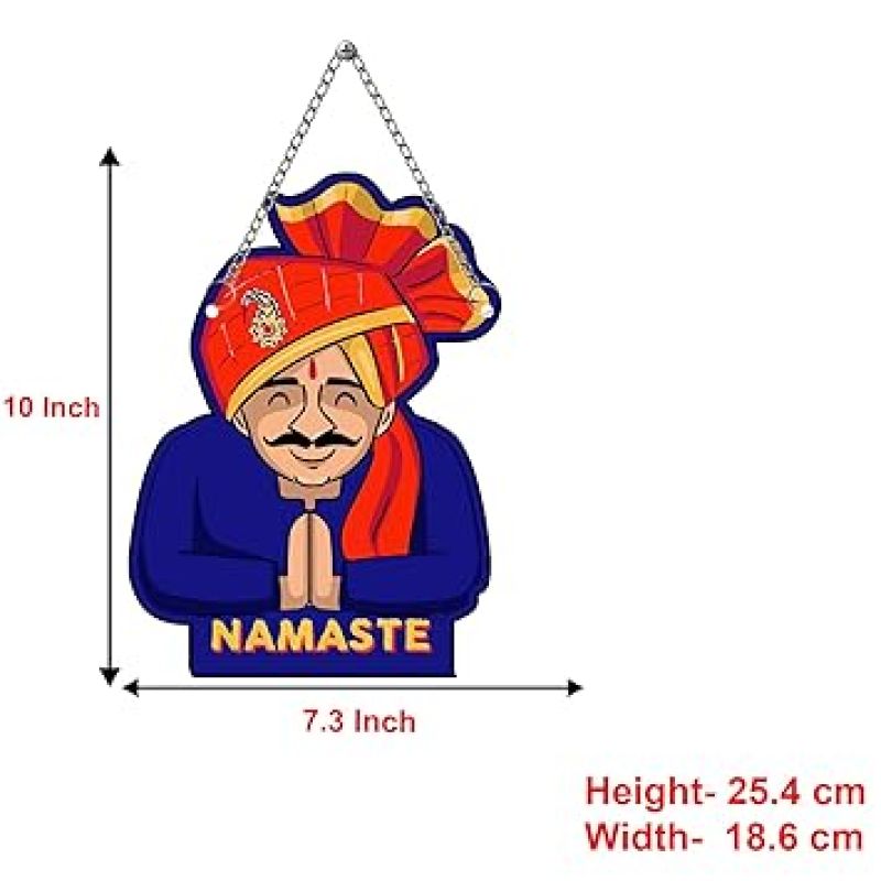 Namaste Rajasthani Culture Wooden Wall Hanging For Home Decor Items Welcome Wall Hangings Decoration for Living Room Traditional Wall Art Decor
