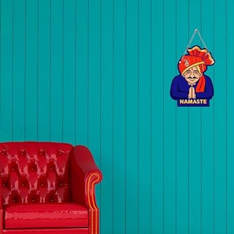 Namaste Rajasthani Culture Wooden Wall Hanging For Home Decor Items Welcome Wall Hangings Decoration for Living Room Traditional Wall Art Decor