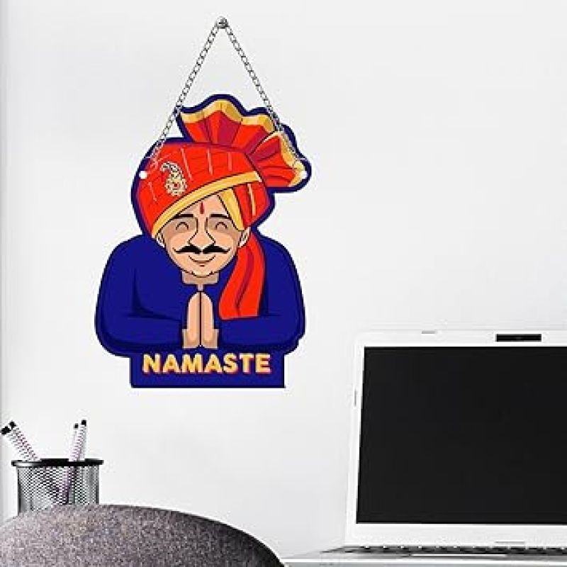 Namaste Rajasthani Culture Wooden Wall Hanging For Home Decor Items Welcome Wall Hangings Decoration for Living Room Traditional Wall Art Decor