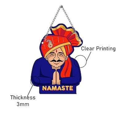 Namaste Rajasthani Culture Wooden Wall Hanging For Home Decor Items Welcome Wall Hangings Decoration for Living Room Traditional Wall Art Decor