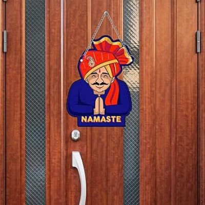 Namaste Rajasthani Culture Wooden Wall Hanging For Home Decor Items Welcome Wall Hangings Decoration for Living Room Traditional Wall Art Decor