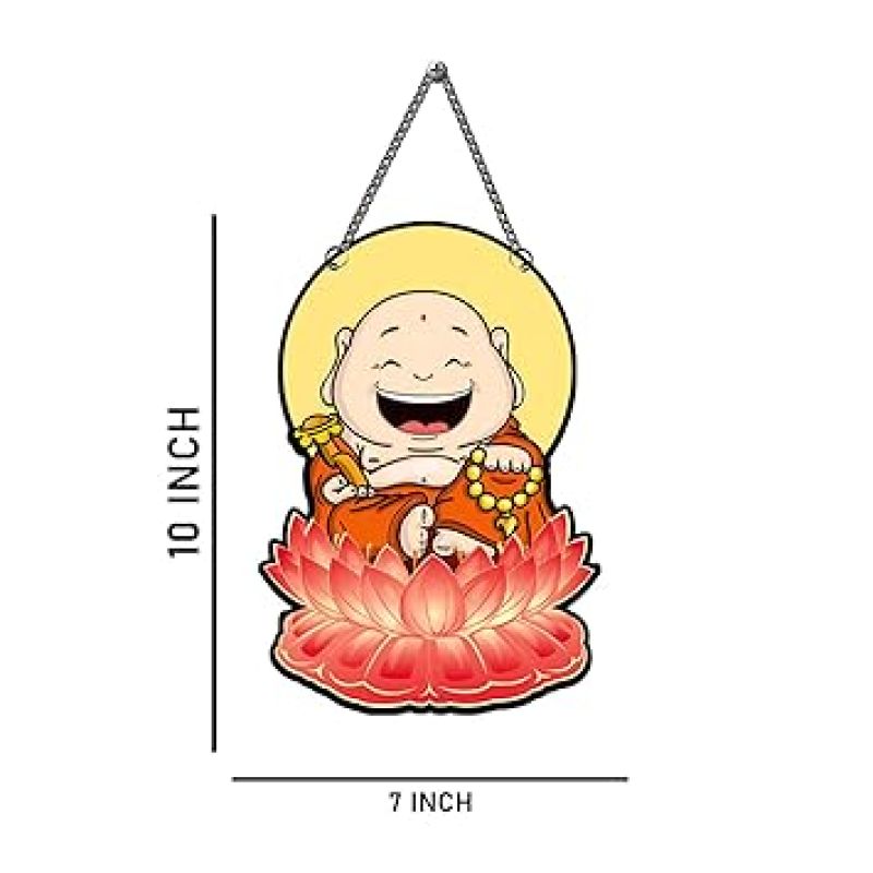 Laughing Buddha Wall Hanging Wall Art for Home Office Living Room Good Luck Positive Vibes Kids Room Decor Return Gift Spiritual Decoration