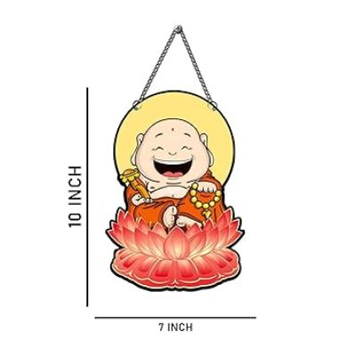 Laughing Buddha Wall Hanging Wall Art for Home Office Living Room Good Luck Positive Vibes Kids Room Decor Return Gift Spiritual Decoration