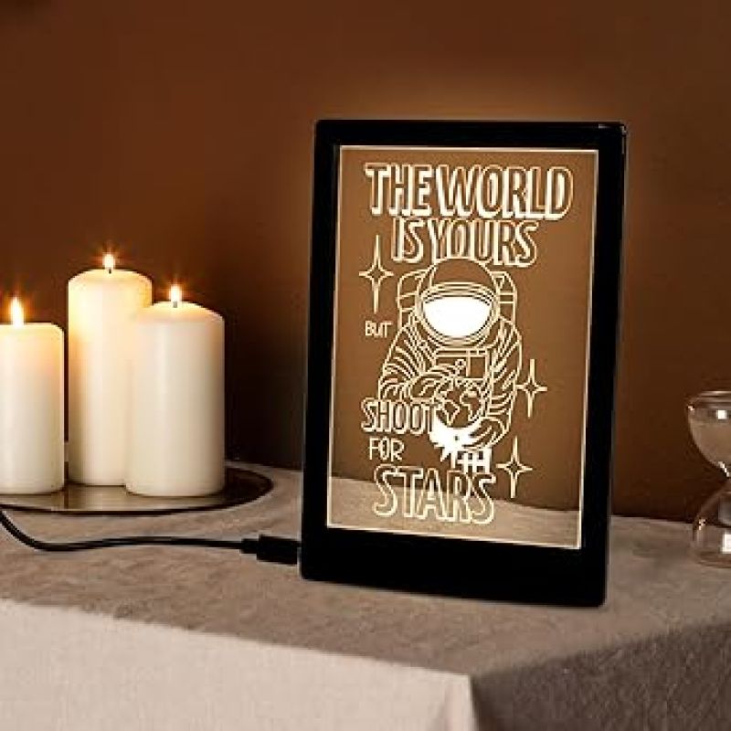 3D Illusion Space Astronaut Night Lamp with Warm White Light Children's Room Decor Table Light for Kids Room, Bedroom & Home Decor Space Theme Bedside Lamp