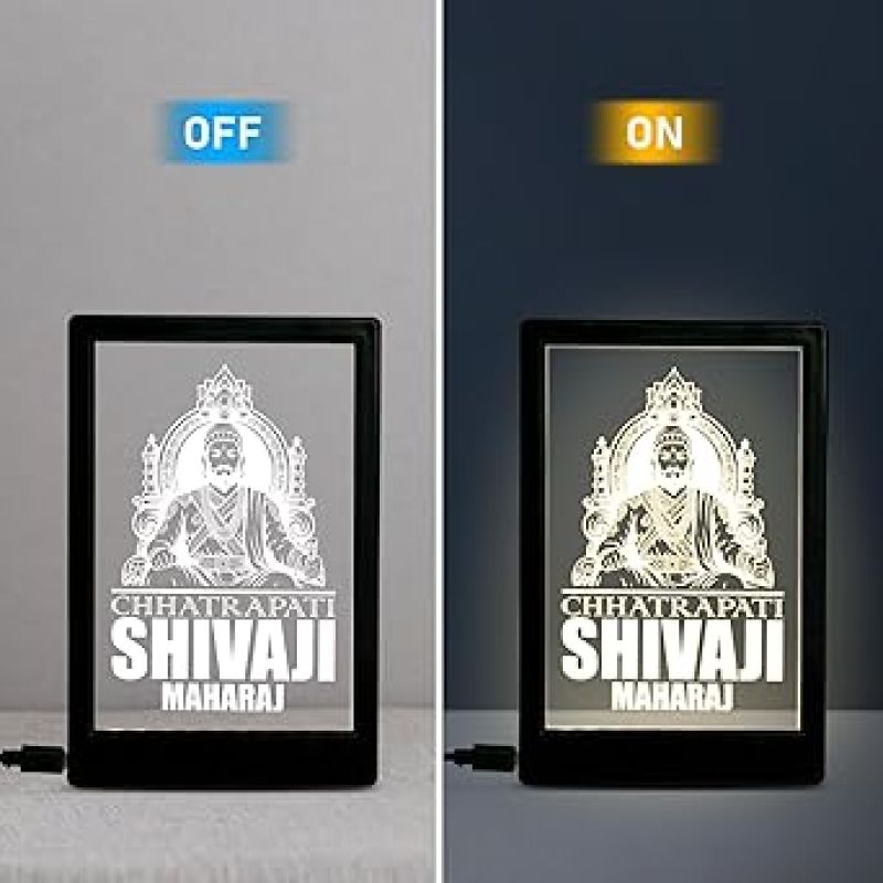 3D Illusion Chhatrapati Shivaji Night Lamp with Warm White Light Home Decoration Light for Bedroom, Living Room Decorative Table Showpiece