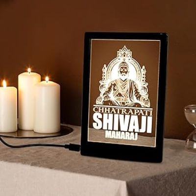 3D Illusion Chhatrapati Shivaji Night Lamp with Warm White Light Home Decoration Light for Bedroom, Living Room Decorative Table Showpiece