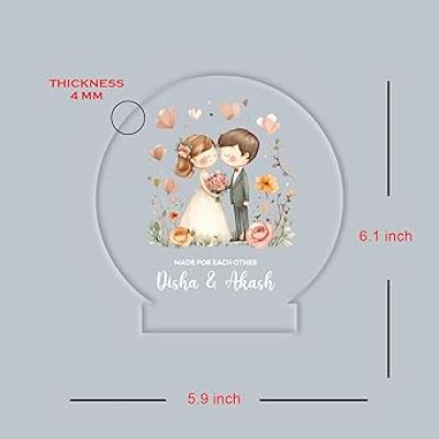 Personalized Couple Night Lamp with Warm White Light Customized with Name Anniversary Gift for Husband Wife, Bhaiya Bhabhi, Didi & Jiju Birthday Gift Valentines Day Gift